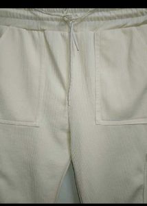 Cream Corduroy Cargo jeans pant white  beige