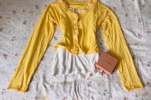 Cute Yellow Cardigan with White Camisole