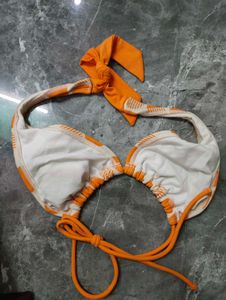 Orange Polka Dot Bikini Top