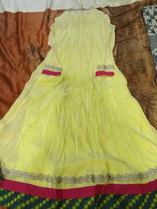 Yellow A-line Gown with Embellishments