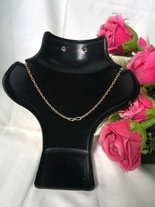 Elegant Gold Chain Metal Fark Pink Necklace &amp; Eyer
