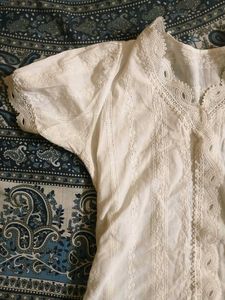 Elegant White Embroidered Kurta Top