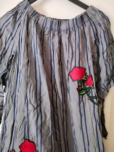 Striped Dress type top with Rose Detail