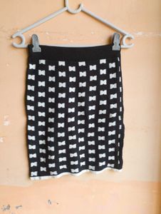 ❤️Waist 26 to 30 Bow Pattern Mini Skirt