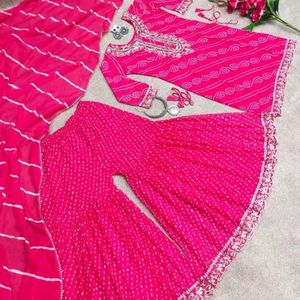 Elegant Pink Bandhani Kurta Set