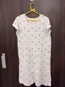 Heart Print White Casual Dress