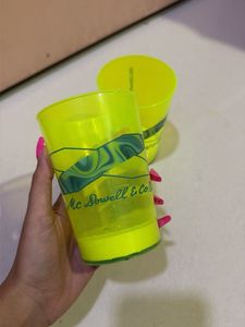 Set of Two Yellow Glasses Plastic