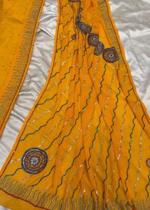 Vibrant Yellow Embellished Saree