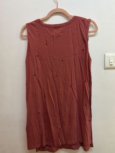 Distressed Embellished Sleeveless Top