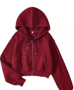 Burgundy Cropped Hoodie