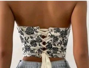 Chic Floral Print Corset Top