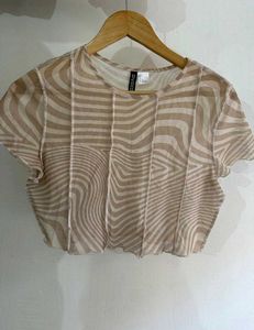 Sheer Mesh Swirl Print Top