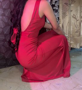 Stunning Red Square Neck Dress