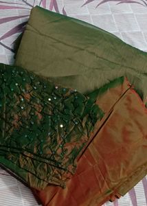 Elegant Silk dress material with Embellished Blous