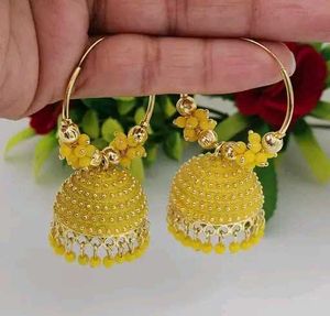 Elegant Yellow Jhumka Earrings