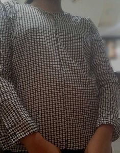 Checked Long Sleeve Top