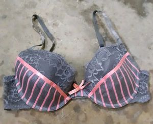 Grey Lace Padded Bra
