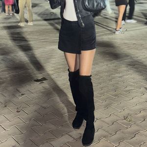 Chic Black Suede Over-the-Knee Boots