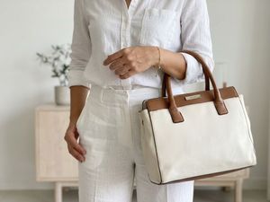 Stylish Cream & Brown Handbag
