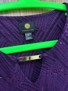 Elegant Purple V-Neck Embellished Top