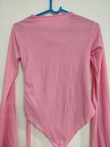 Chic Pink Asymmetrical Hem Top