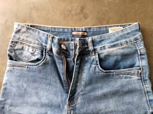 Classic Light Wash blue Denim Jeans and black deni