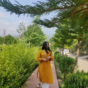 Kurta For Women Mustard Yellow And White Geometry