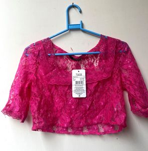 Vibrant Pink beautiful Lace Crop Top never use tot