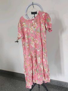 Pink Floral Midi Dress