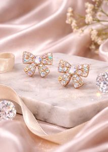 Sparkling Bow Stud Earrings