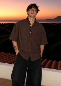 Men's Brown Short Sleeve Shirt