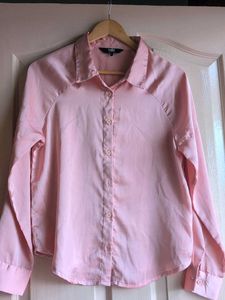 Elegant Pink Satin Button-Up Shirt
