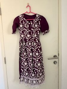 chikankari stitch kurta purple