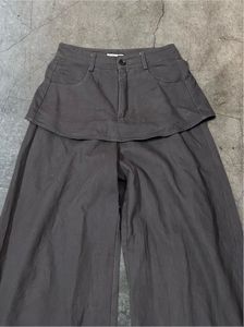 Wide-Leg Pants with Skirt Overlay
