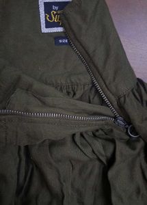 Y2K olive Mini Skirt with Embellished Hem