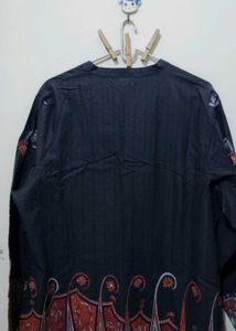 Biba black grey chevron paisley floral Print Kurta