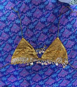 Golden Sequined Top with Coin Embellishment