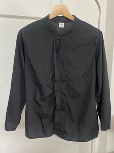 Chic Black Band Collar Blouse