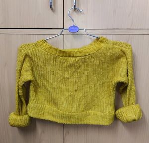 Mustard Woolen Crop Sweater
