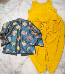 Stylish Girls Ethnic Set |Top + Jacket +Dhoti Pant