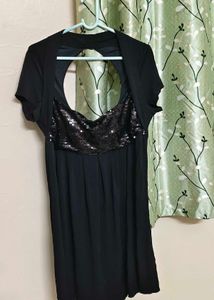 Chic Black Sequin & Cutout Dress