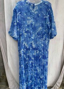 Blue Floral Print Midi Dress