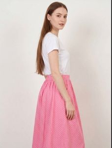 Pink Polka Dot Midi Skirt