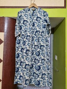 Blue Floral Print Cotton dress