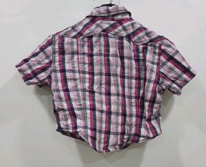 Trendy Multi-Color Plaid Crop Shirt