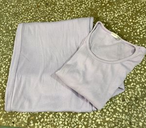 Lavender Ribbed Long Sleeve Top with pajama set