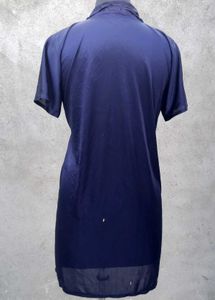 Navy Blue Lace Trim Robe