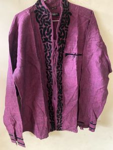 Men's Embroidered Purple Shirt