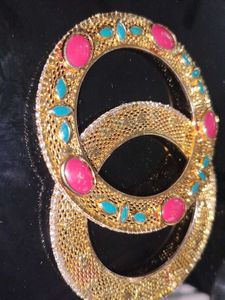 Exquisite Gold Bangle with Stones