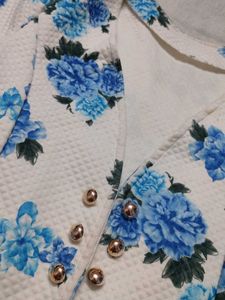 Floral Print White Jacket